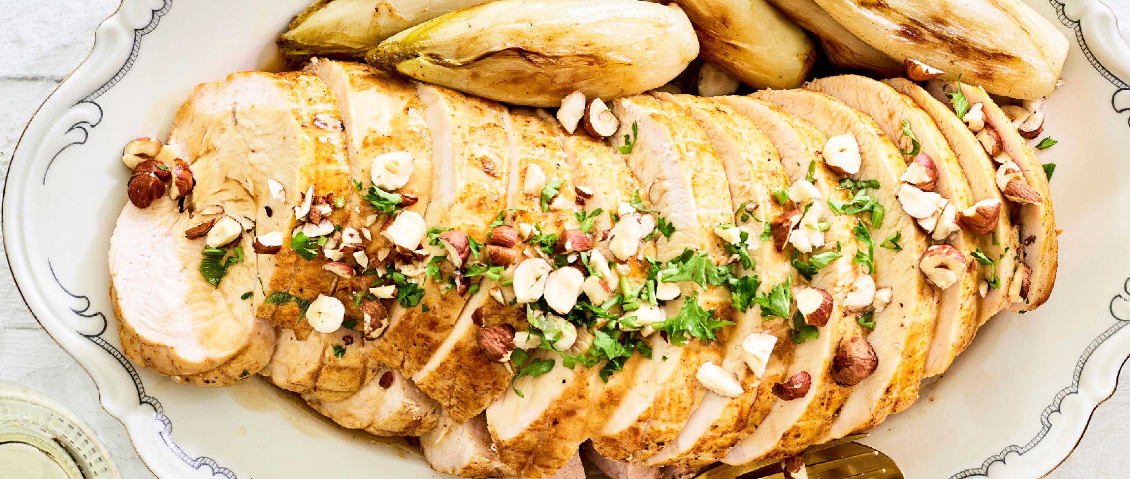 Rollade van kalkoen met witloof en gratin van zoete aardappel Alvo